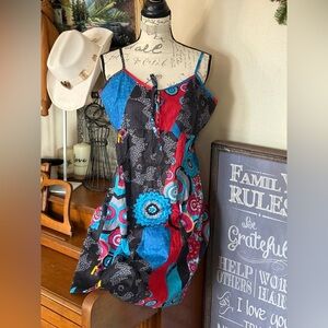 Colorful Women's Sleeveless Smock Dress NWT